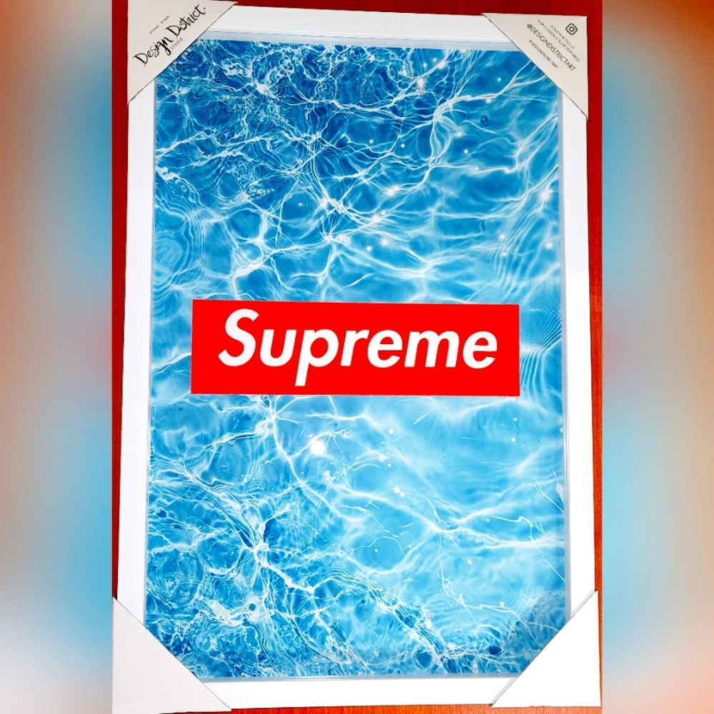 Supreme x Oliver Gal Red Water Artwork *RARE* 16X24 Decor Shadowbox Trim.